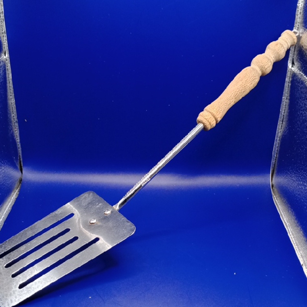 Vintage Taiwan Stainless Steel Spatula with Wooden Handle